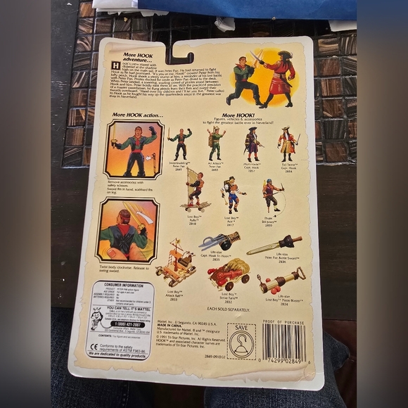 Mattel Hook The Movie Swashbuckling Peter Pan Action Figure 1991 - Picture 2 of 2